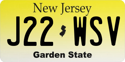 NJ license plate J22WSV