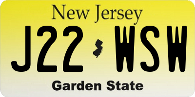 NJ license plate J22WSW