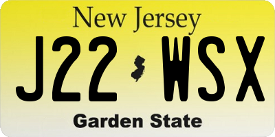 NJ license plate J22WSX