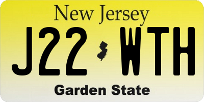 NJ license plate J22WTH