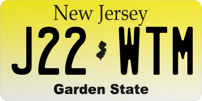 NJ license plate J22WTM