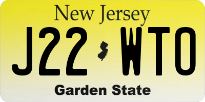 NJ license plate J22WTO