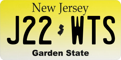 NJ license plate J22WTS