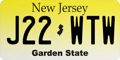 NJ license plate J22WTW