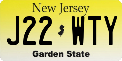 NJ license plate J22WTY