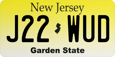 NJ license plate J22WUD