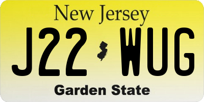 NJ license plate J22WUG