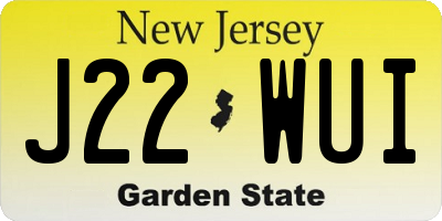 NJ license plate J22WUI