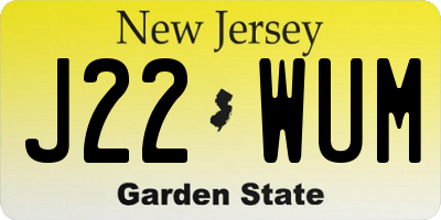 NJ license plate J22WUM