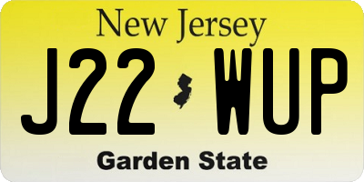 NJ license plate J22WUP