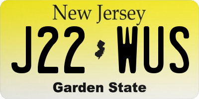 NJ license plate J22WUS