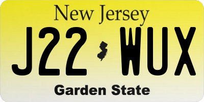 NJ license plate J22WUX