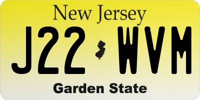 NJ license plate J22WVM
