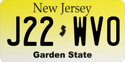 NJ license plate J22WVO