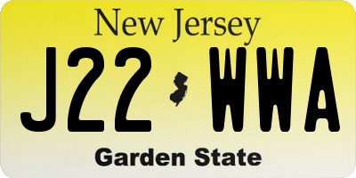 NJ license plate J22WWA