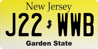 NJ license plate J22WWB