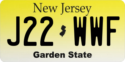 NJ license plate J22WWF