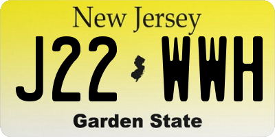 NJ license plate J22WWH
