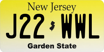 NJ license plate J22WWL