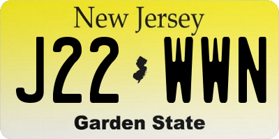 NJ license plate J22WWN
