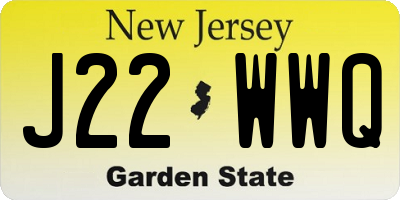 NJ license plate J22WWQ