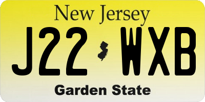 NJ license plate J22WXB