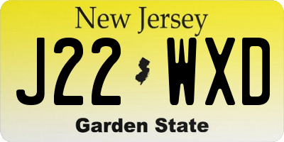 NJ license plate J22WXD