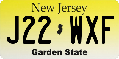 NJ license plate J22WXF