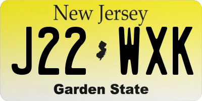 NJ license plate J22WXK