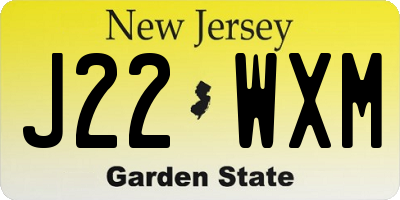 NJ license plate J22WXM