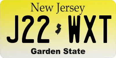 NJ license plate J22WXT