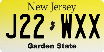 NJ license plate J22WXX