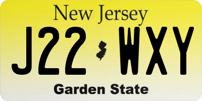 NJ license plate J22WXY