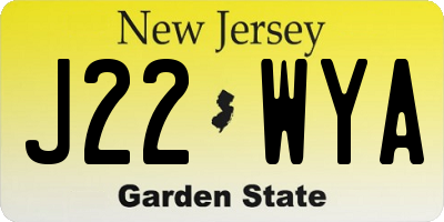 NJ license plate J22WYA
