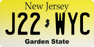 NJ license plate J22WYC