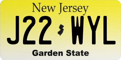 NJ license plate J22WYL