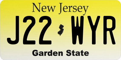 NJ license plate J22WYR