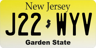 NJ license plate J22WYV