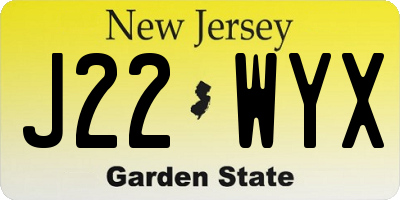 NJ license plate J22WYX