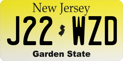 NJ license plate J22WZD