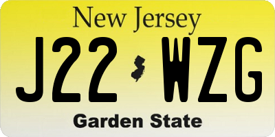 NJ license plate J22WZG