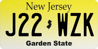 NJ license plate J22WZK