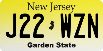 NJ license plate J22WZN
