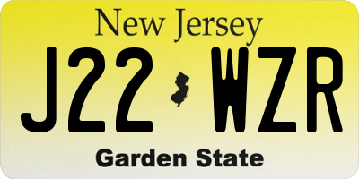 NJ license plate J22WZR