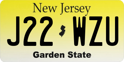 NJ license plate J22WZU