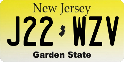 NJ license plate J22WZV