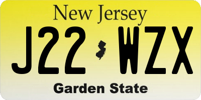 NJ license plate J22WZX