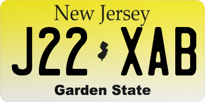 NJ license plate J22XAB