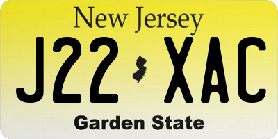 NJ license plate J22XAC