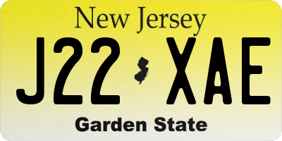 NJ license plate J22XAE